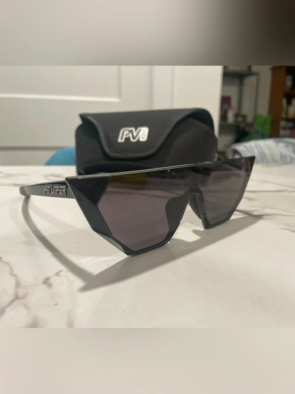 Pit Viper 2000 Black Futuristic Pointy Sunglasses